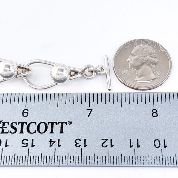 Vintage Mexico Sterling Silver 925 Modernist Ball Link Bracelet 7.25" - Picture 2 of 7